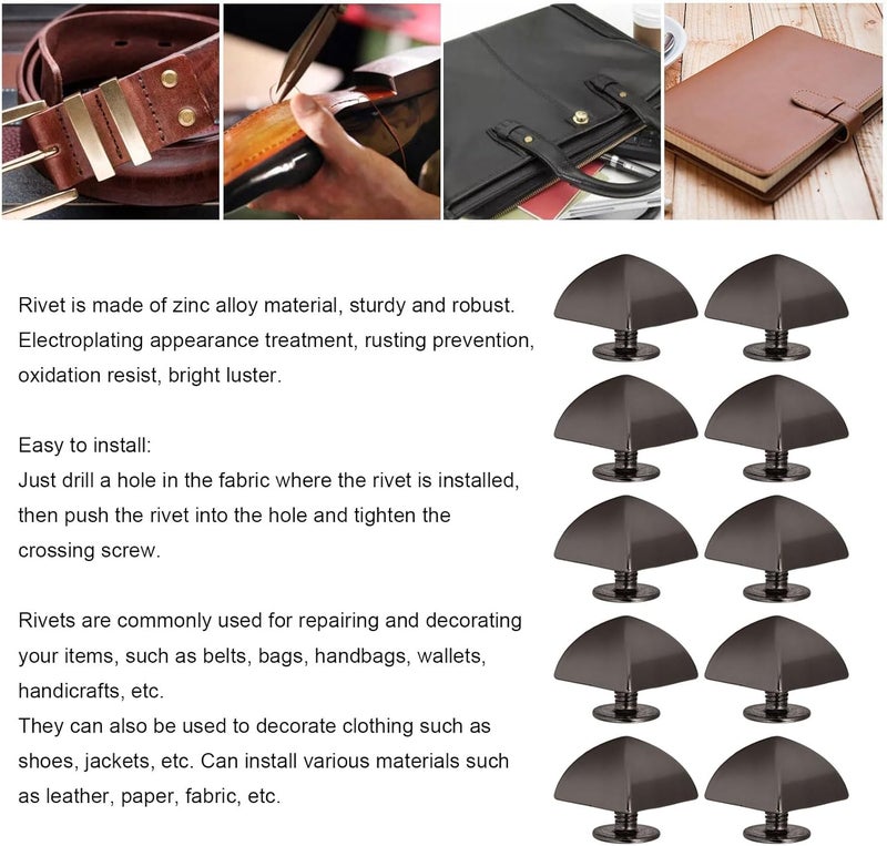 Fockety 20Pcs 12mm Pyramid Studs, Four Jaw Pyramid Rivets, Rivets, Pyramid Rapid Rivet Studs, Punk Spikes Spots Studs for Clothing, Bag, Leather, Shoes, Jewelry, Craft (Silver Black) - Image 3